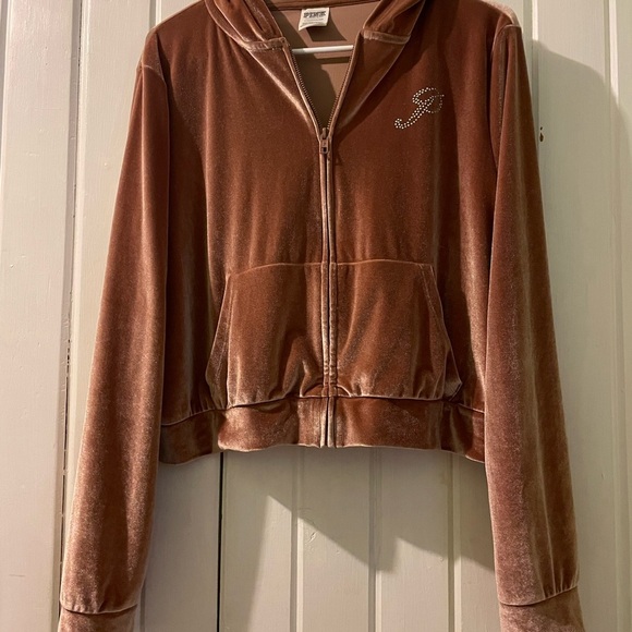 Vs pink cropped rhinestone bling hoodie X-large like new - Picture 3 of 8